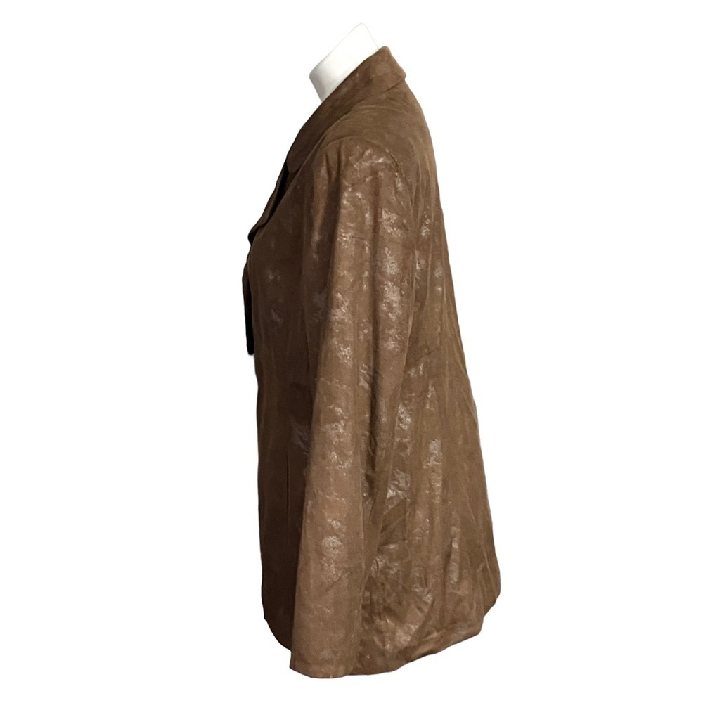 Vintage A La Carte Faux Suede & Metallic Jacket Size Large Brown/Pewter - Picture 3 of 5
